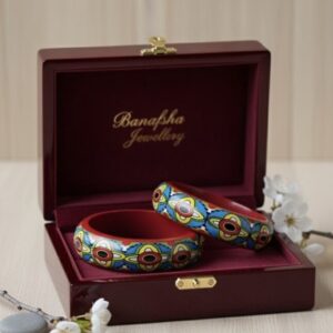 Rajasthani Geometrical Multicolour Wooden Bangle set of-2