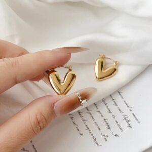 Anti- Tarnish heart hoop gold plated earrings