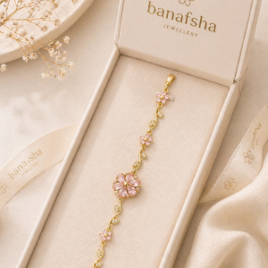 Pink flower crystal bracelet