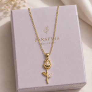 Anti-Tarnish Golden Tulip Pendant with Chain
