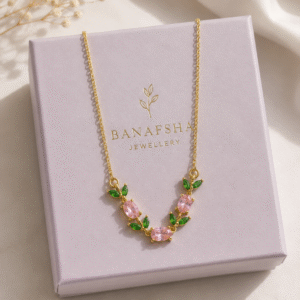 Pink and Green Tulip Necklace