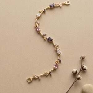 Purple pink and white tulip bracelet