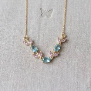 Pink and Light Blue Tulip Necklace