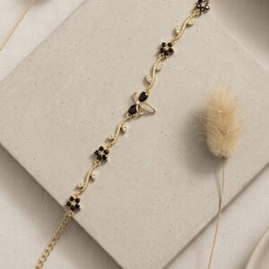 Black Bow Golden Crystal Bracelet