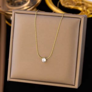 Anti-Tarnish Round Solitaire Pendant With Chain
