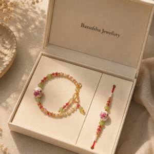 Bhaiya Bhabi Floral Painted rakhi set -2